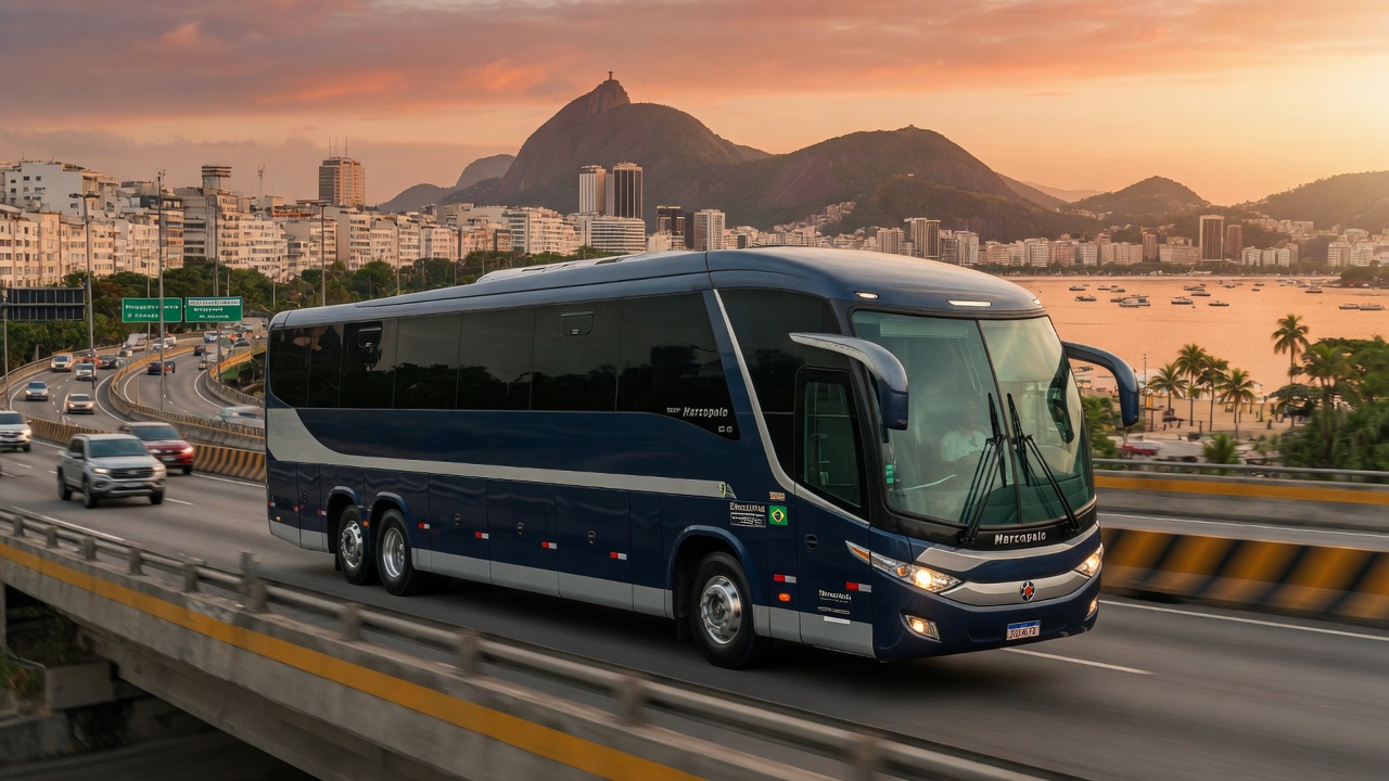 Ônibus executivo da frota PaxCar no Rio de Janeiro